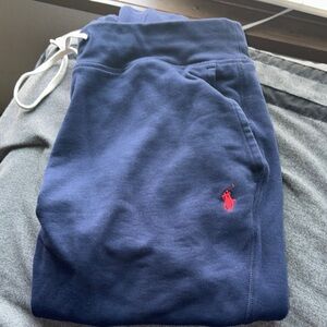 Navy Blue Sweatpants with Red Logo